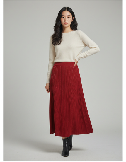 Jupe Longue Maille Plissée Élégante