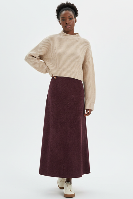Jupe Longue Bordeaux Laine Chic