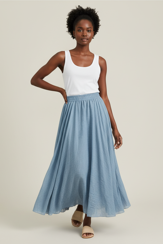 Jupe Longue Taille Smockée