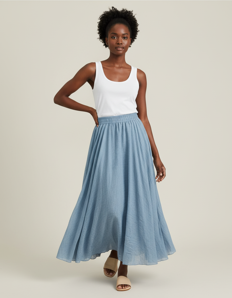 Jupe Longue Taille Smockée