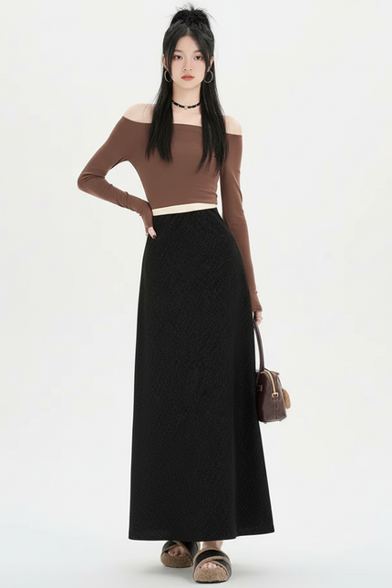 Jupe Longue A-Line Texturée Chic