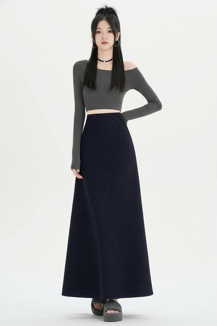 Jupe Longue Trapèze Bleue Marine Chic