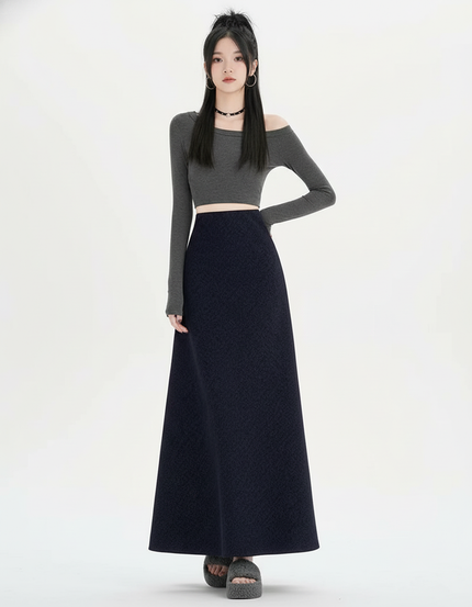 Jupe Longue Trapèze Bleue Marine Chic