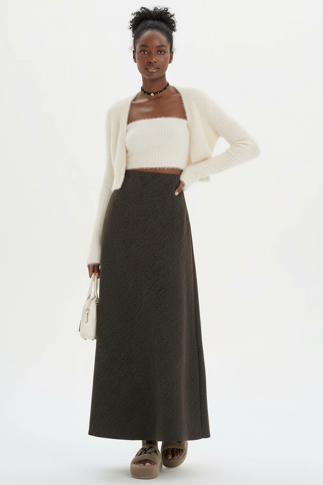 Jupe Longue Vert Foncé Évasée Décontractée