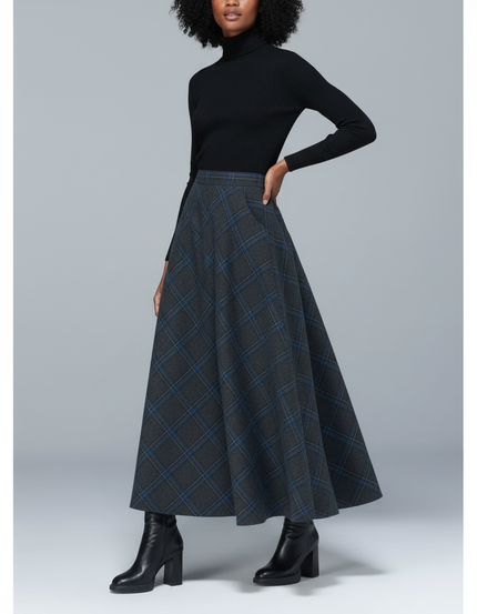 Jupe Longue Plaid Laine Chic