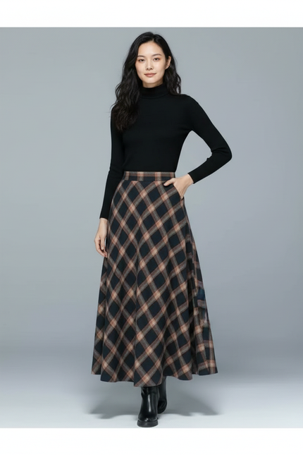 Jupe Longue Laine Écossaise Chic