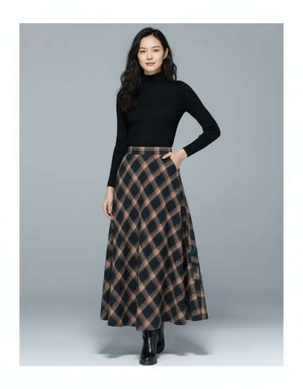 Jupe Longue Laine Écossaise Chic