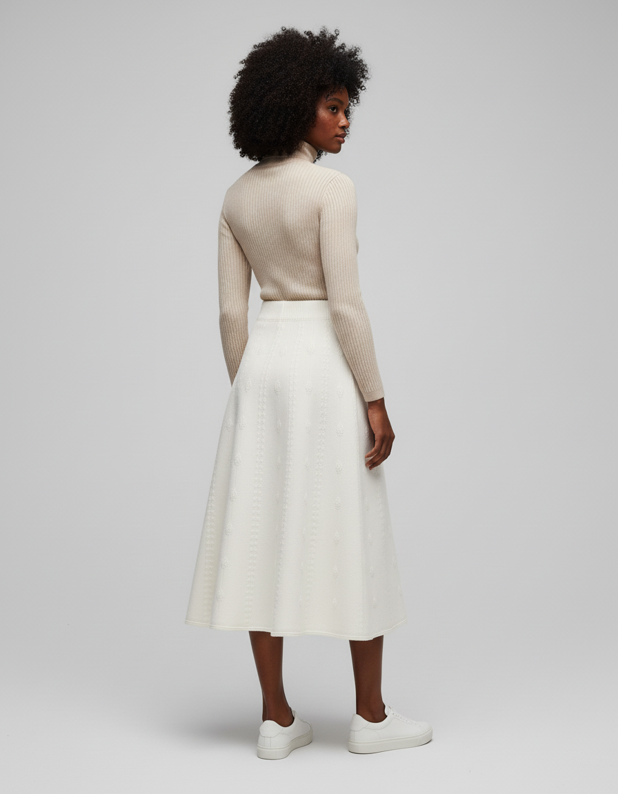 Jupe Évasée Taille Haute Mi-Longue