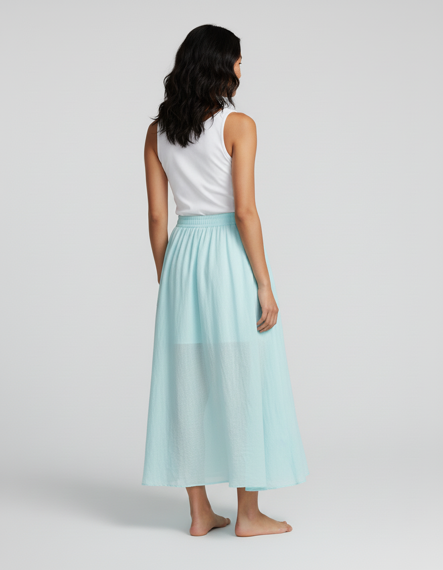 Jupe Longue Taille Élastique Femme