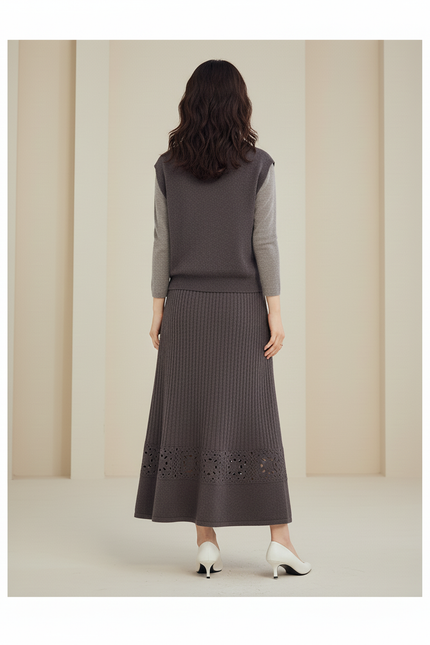 Jupe Longue Maille Ajourée Élégante