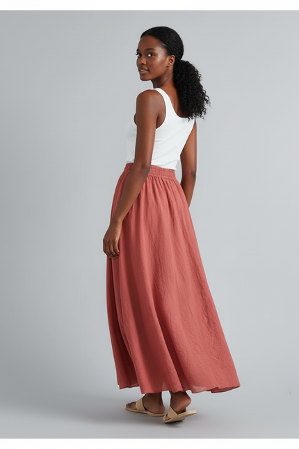 Jupe Longue Femme Terracotta