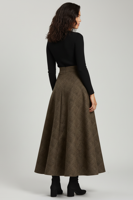 Jupe Longue Évasée Carreaux Élégante