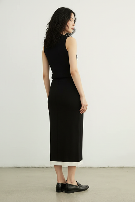 Jupe Longue Tricotée Noire Chic