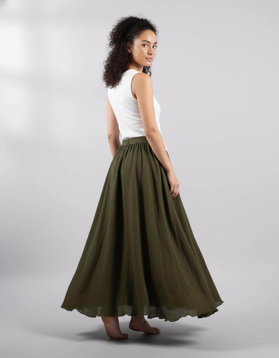 Jupe Longue Vert Kaki