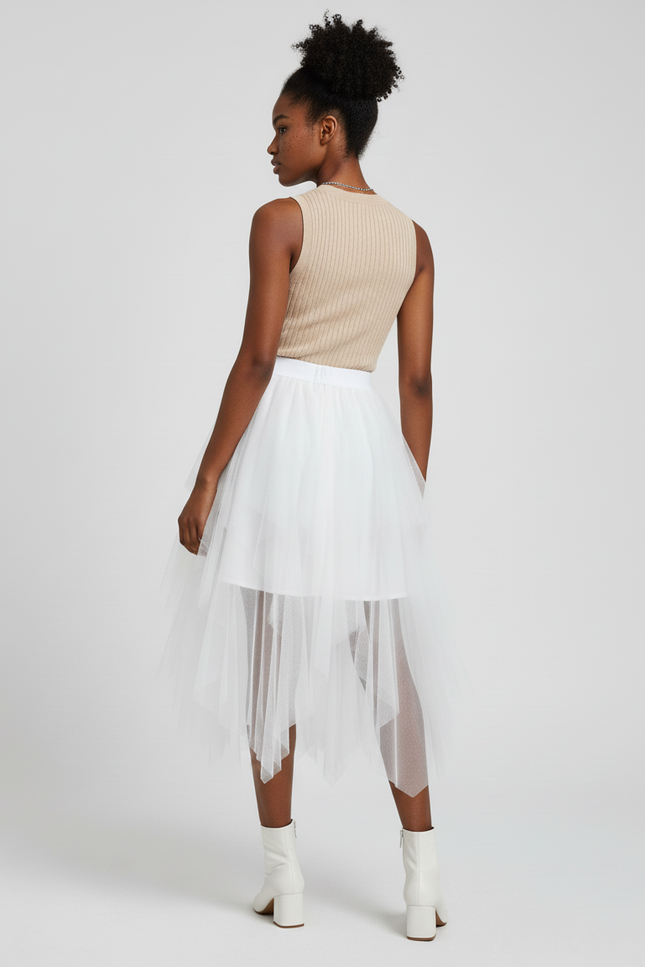 Jupe Longue Blanche Tulle Fluide Mariage