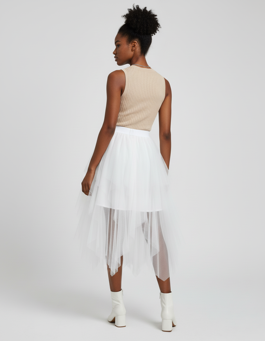 Jupe Longue Blanche Tulle Fluide Mariage