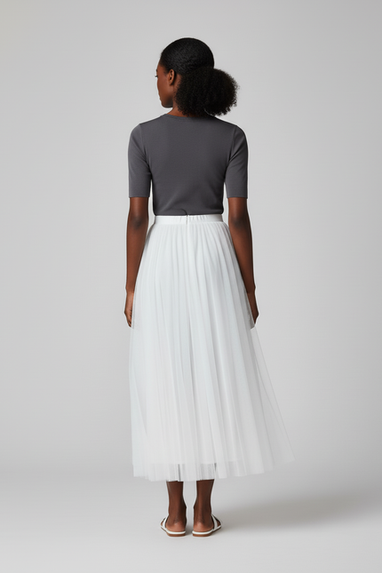 Jupe Plissée Longue Transparente