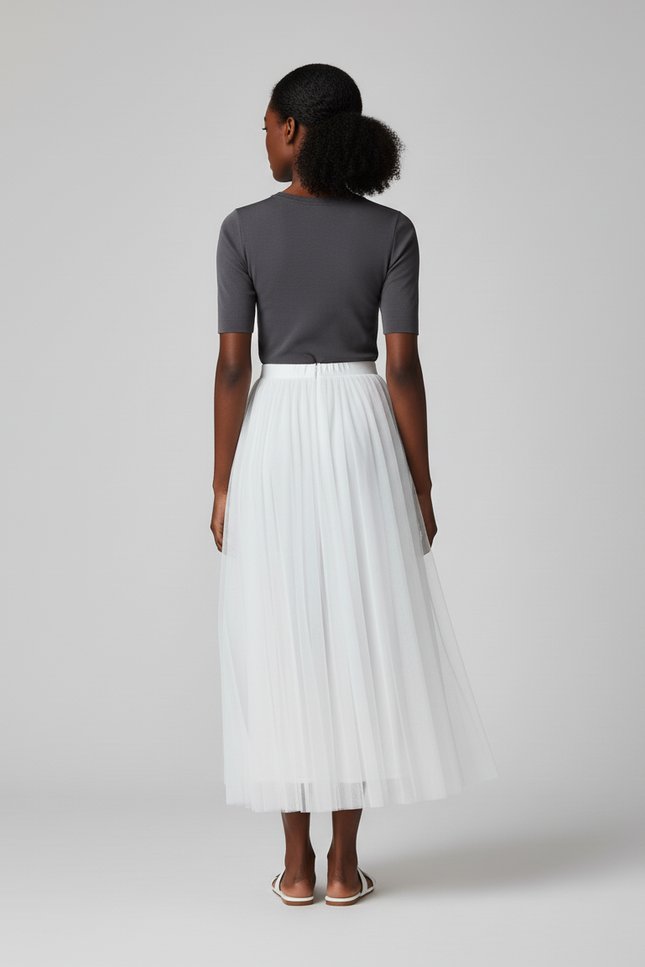 Jupe Plissée Longue Transparente