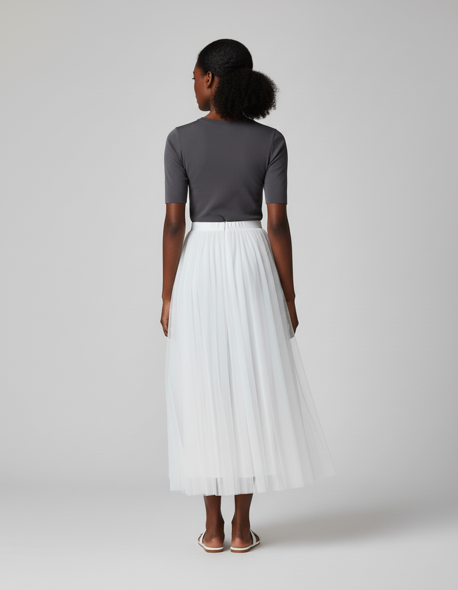 Jupe Plissée Longue Transparente