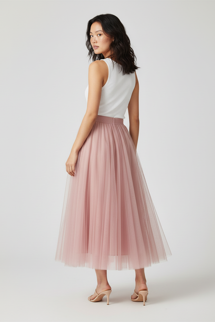 Jupe Plissée Voile Longue