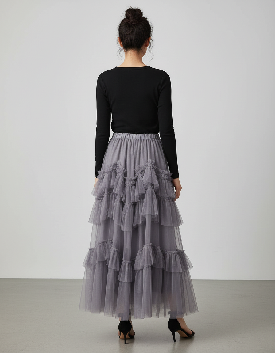 Jupe Longue Tulle Volants Bohème