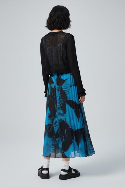 Jupe Longue Papillon Bleu Fluide