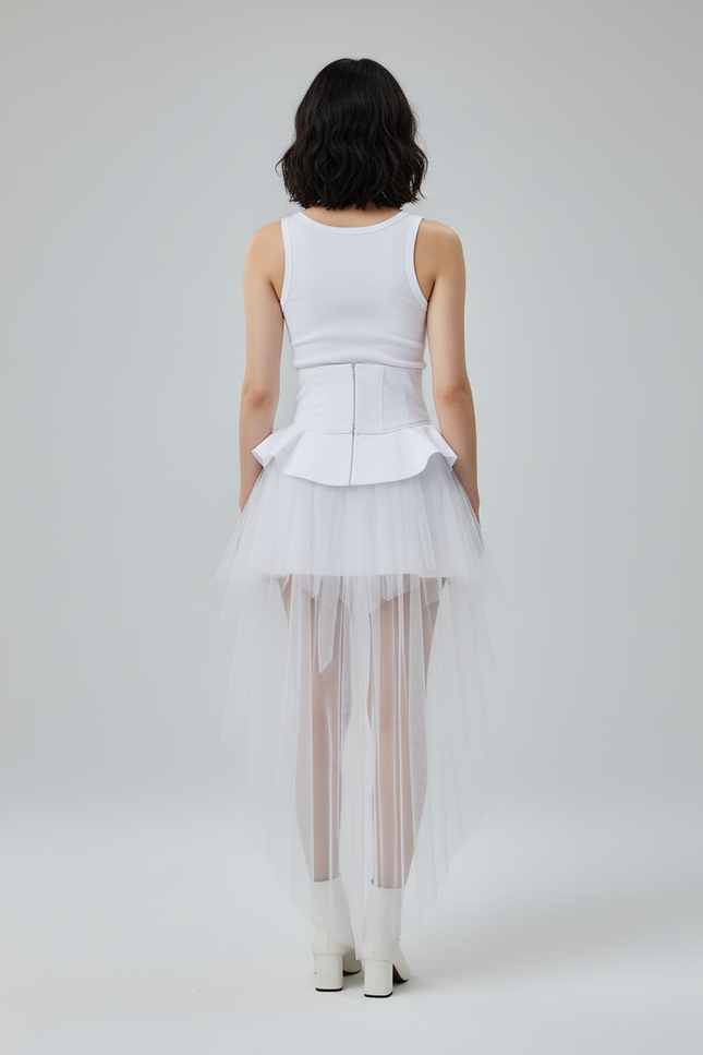Jupe Blanche Courte Devant Et Longue Derriere