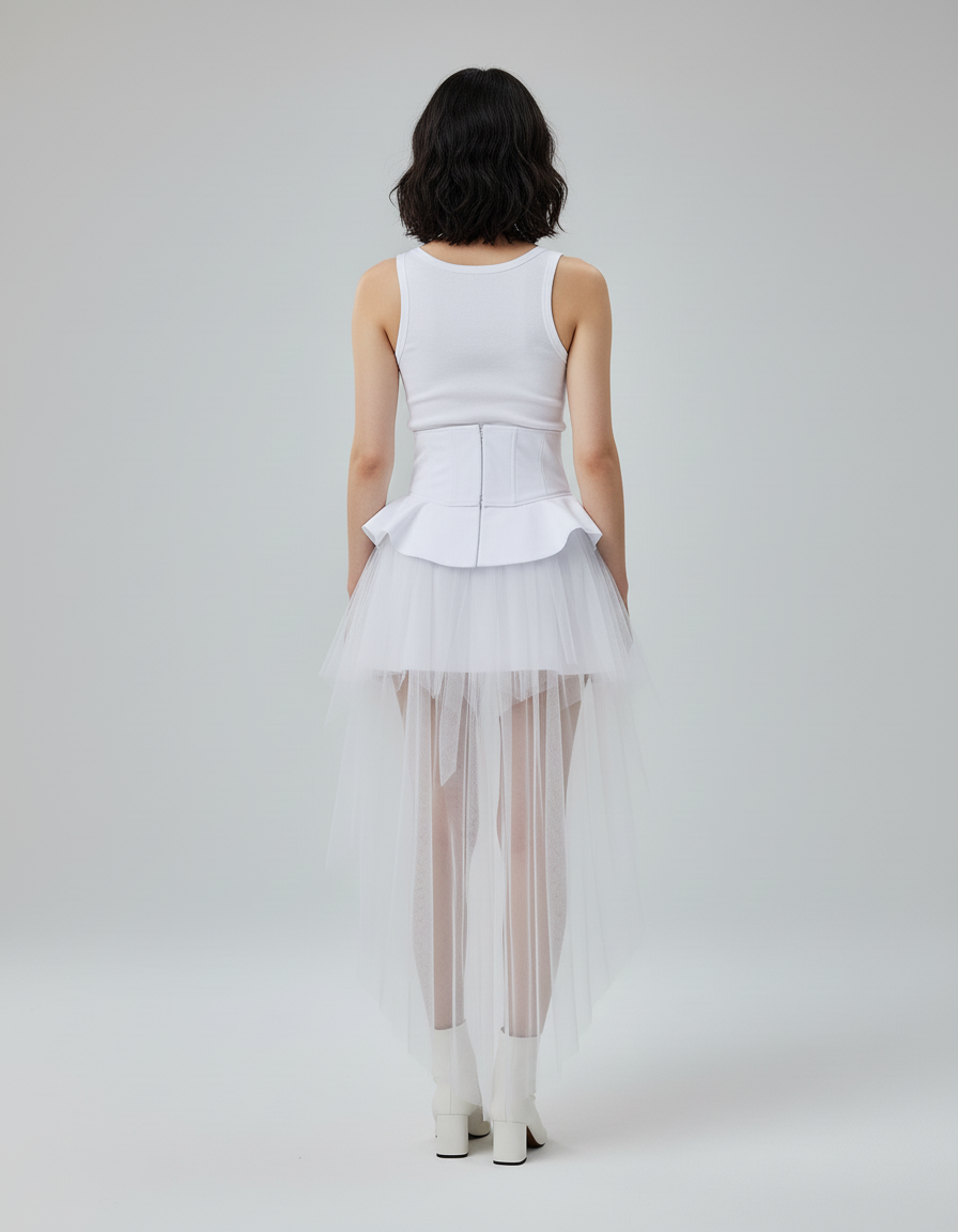 Jupe Blanche Courte Devant Et Longue Derriere