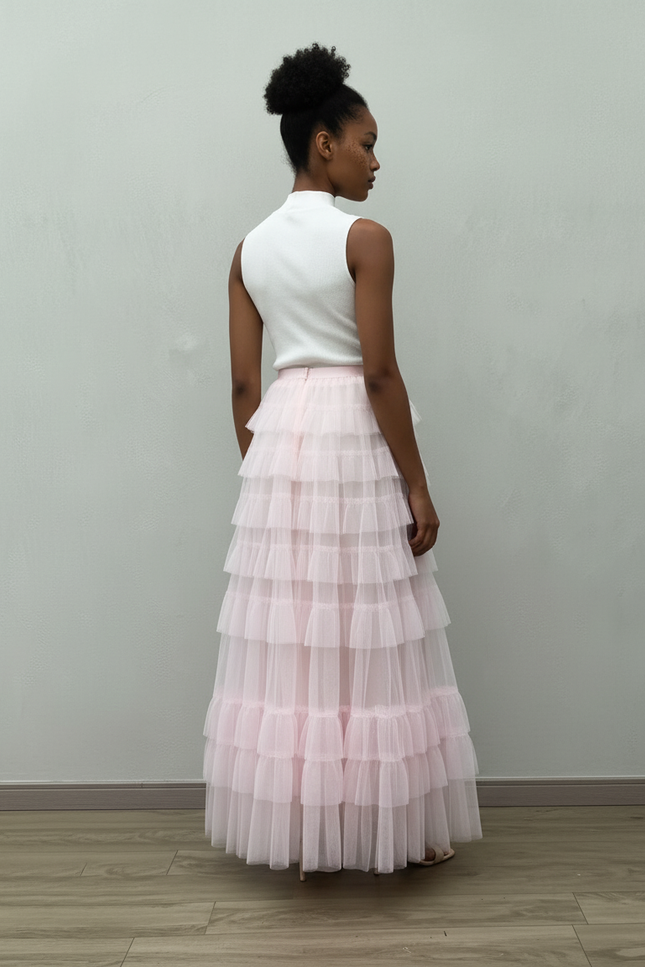 Jupe Rose Poudré Longue