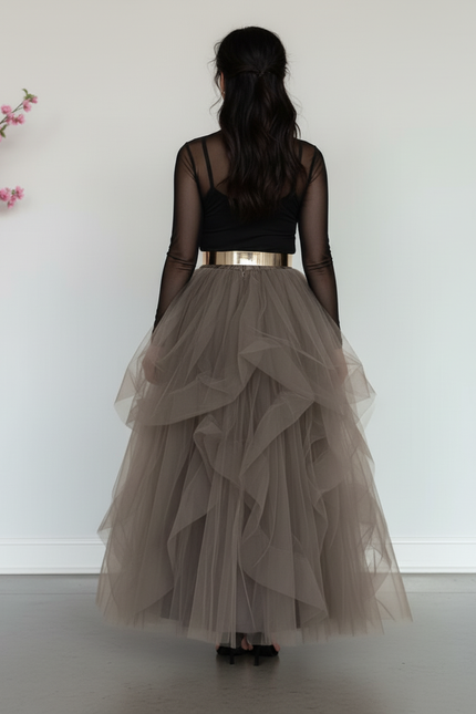 Jupe Longue Ceinture Doré