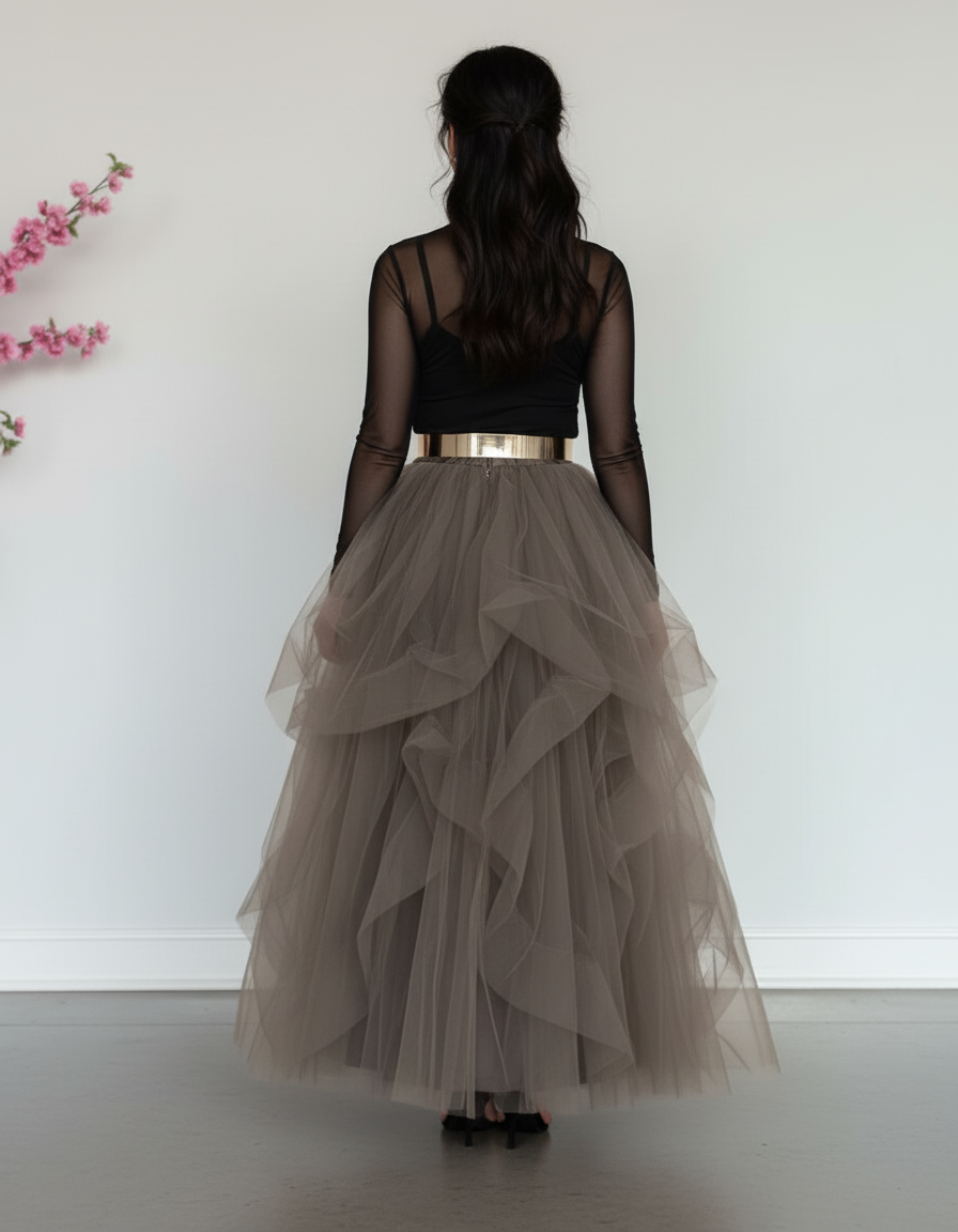 Jupe Longue Ceinture Doré