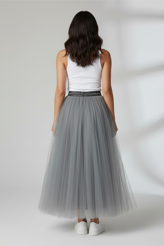 Jupe Longue Transparente Paillette