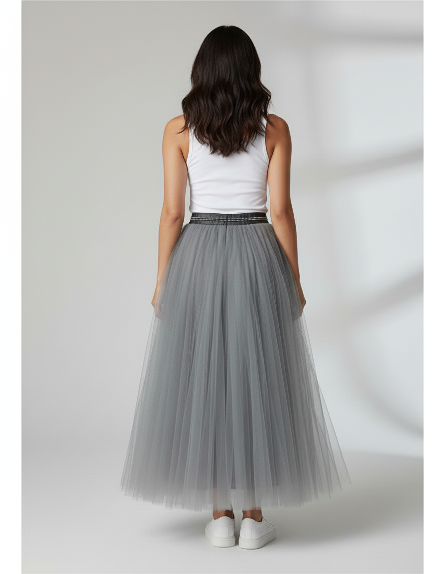 Jupe Longue Transparente Paillette