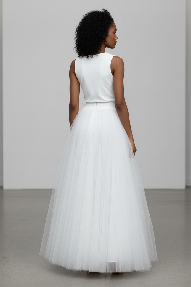 Jupe Longue Plissée Fendue