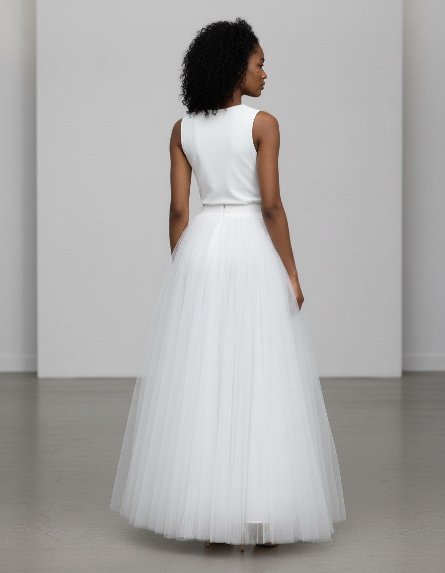 Jupe Longue Plissée Fendue