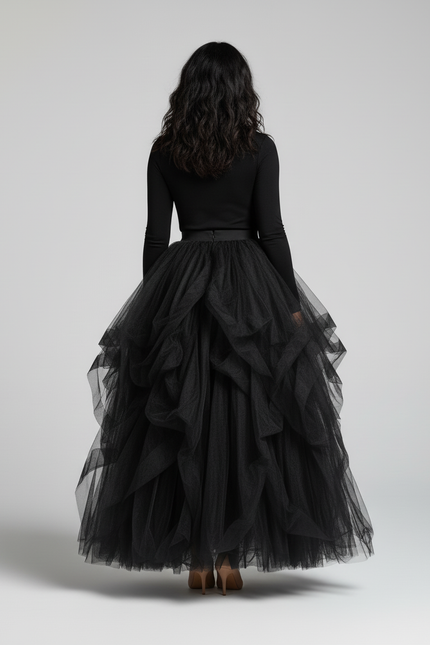 Jupe Longue Volants Fendue Élégante