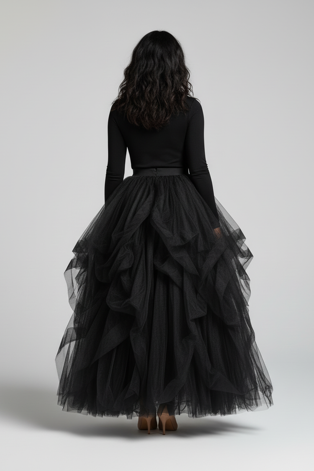 Jupe Longue Volants Fendue Élégante