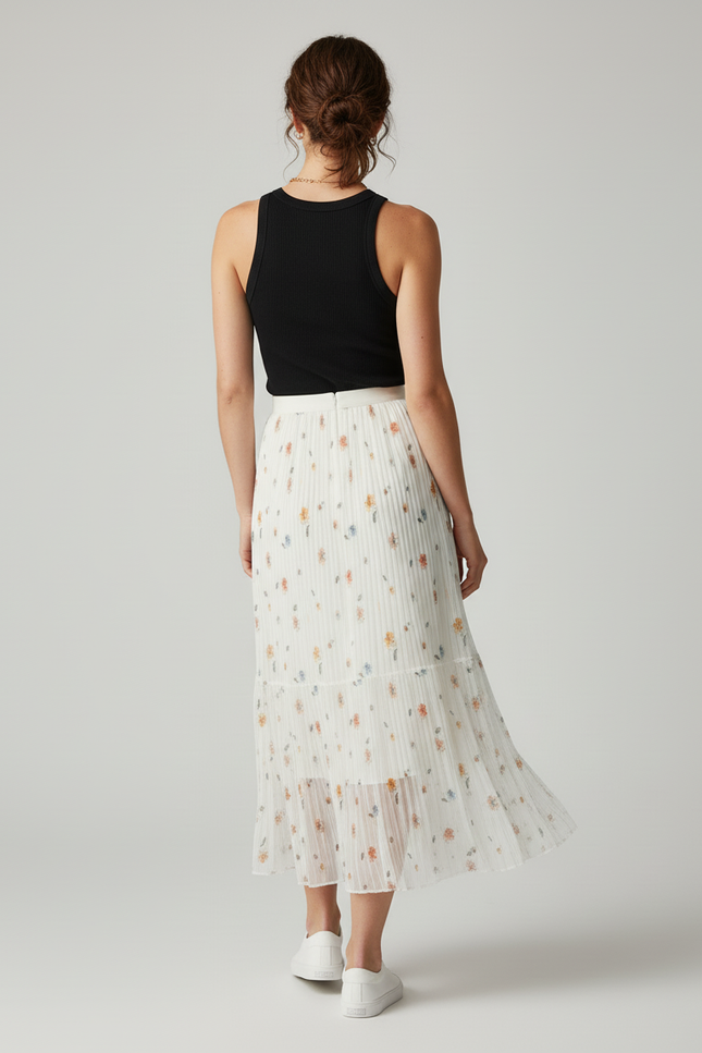 Jupe Longue Plissée Multicolore