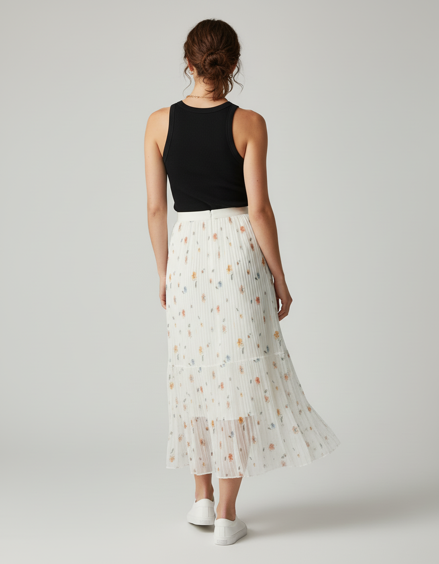 Jupe Longue Plissée Multicolore