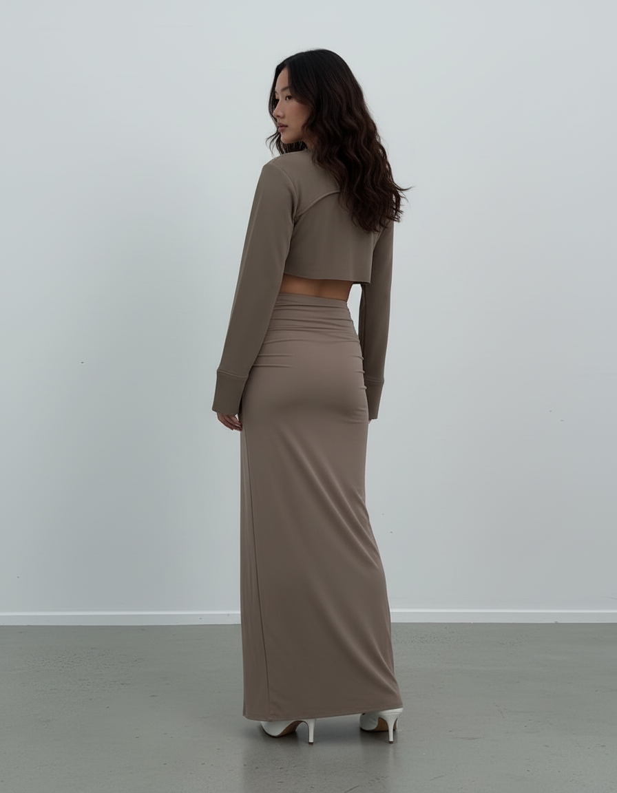 Jupe Longue Fleur Fendue Élégante