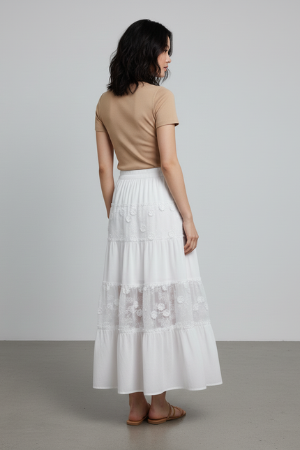 Jupe Longue En Lin Blanc