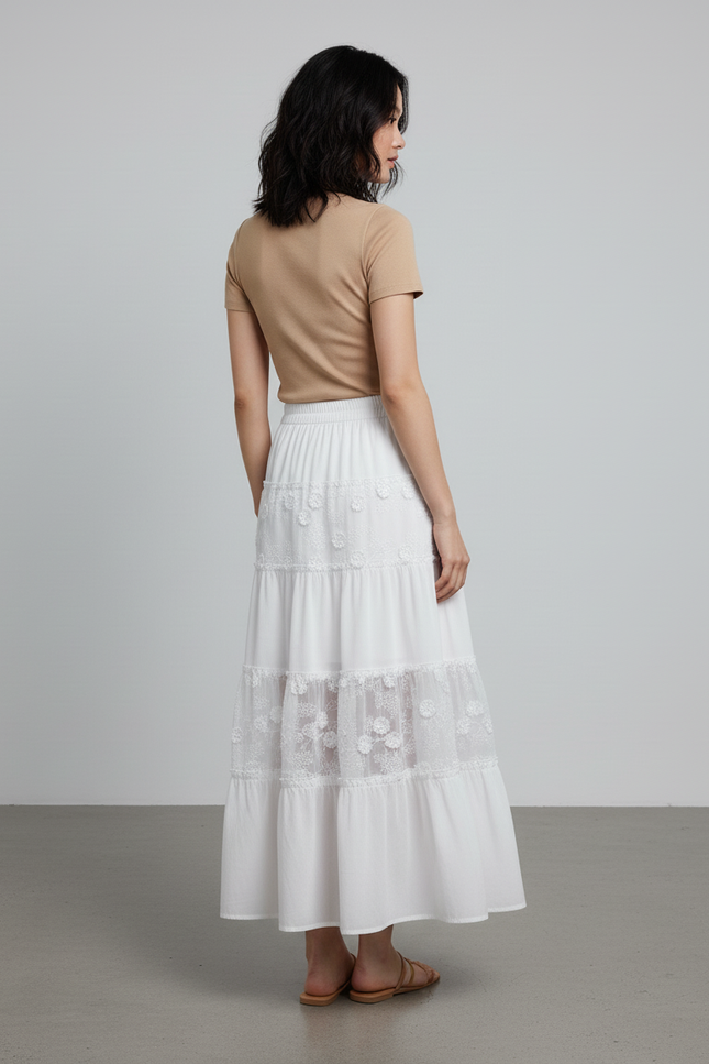 Jupe Longue En Lin Blanc