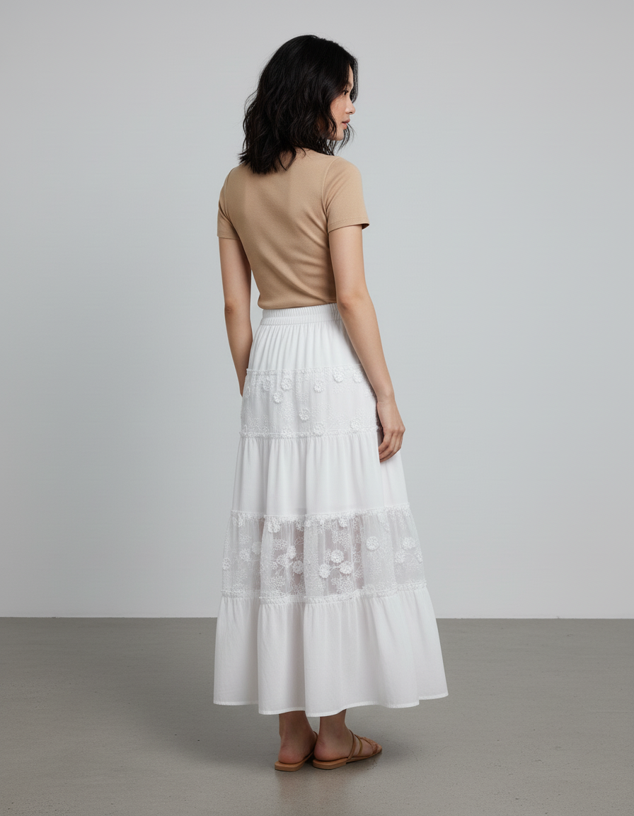 Jupe Longue En Lin Blanc