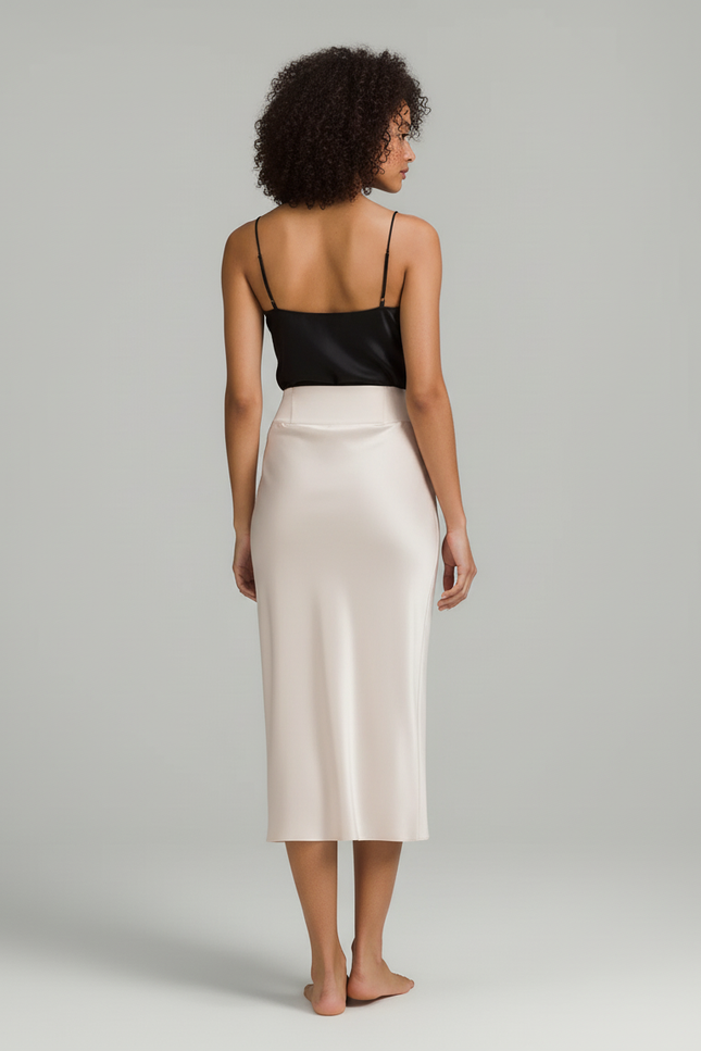 Jupe Longue Satin Dentelle Élégante Bohème