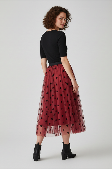 Jupe Longue Tulle Cœurs Élégante