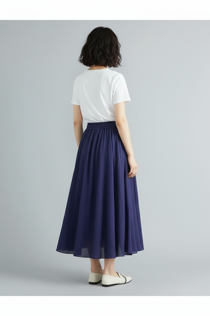 Jupe Longue Bleu Marine Femme