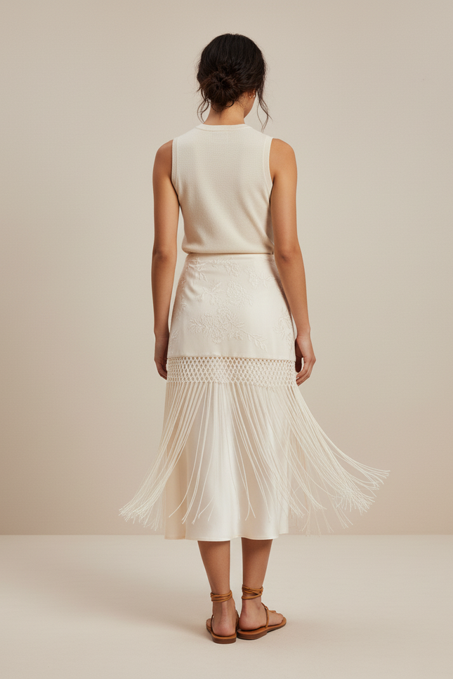 Jupe Portefeuille Longue Blanche