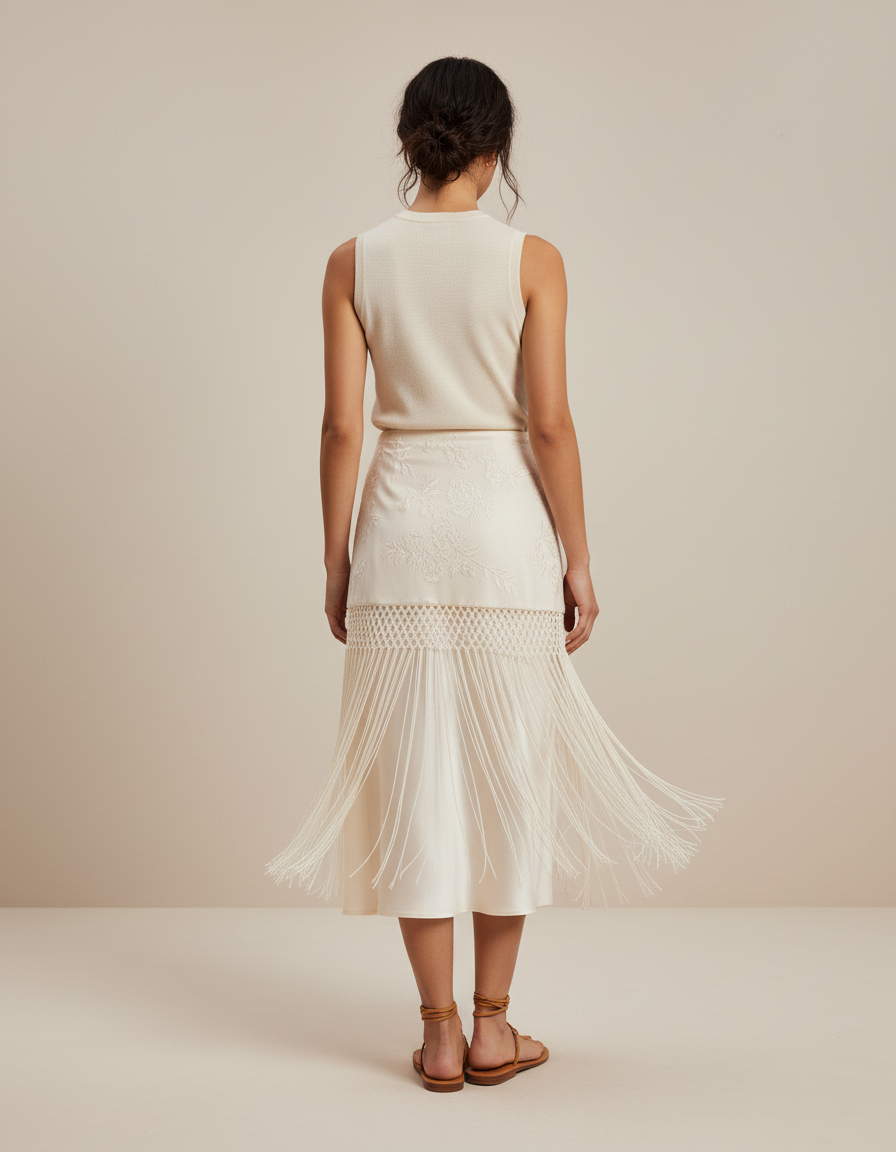 Jupe Portefeuille Longue Blanche