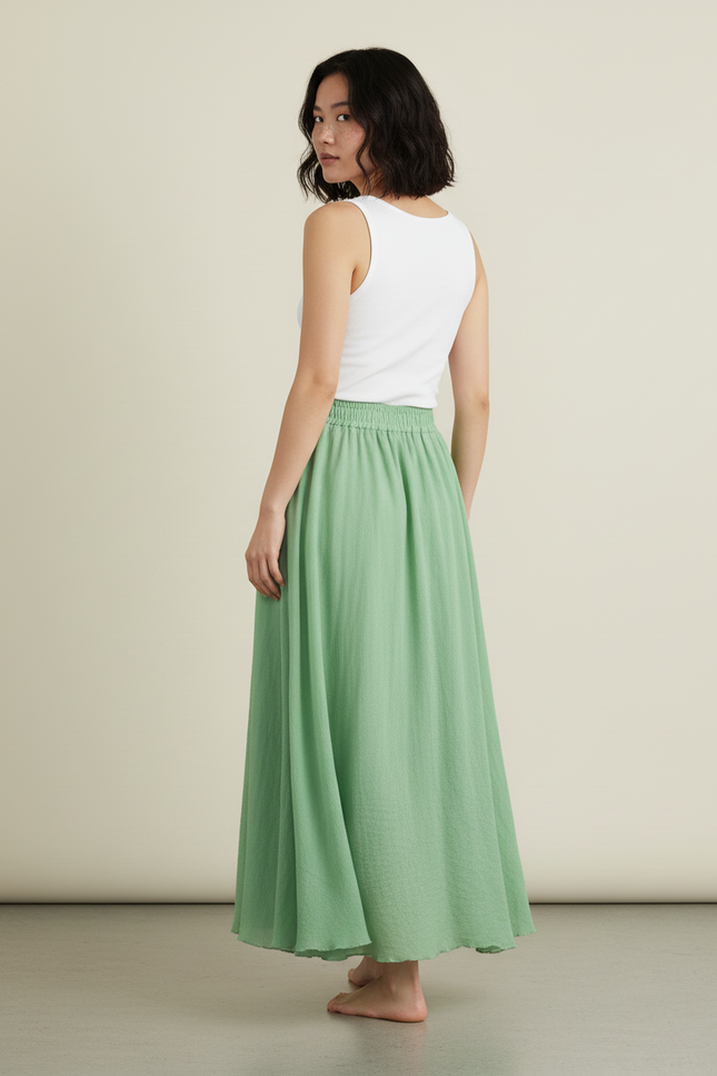 Jupe Longue Élastiquée À La Taille