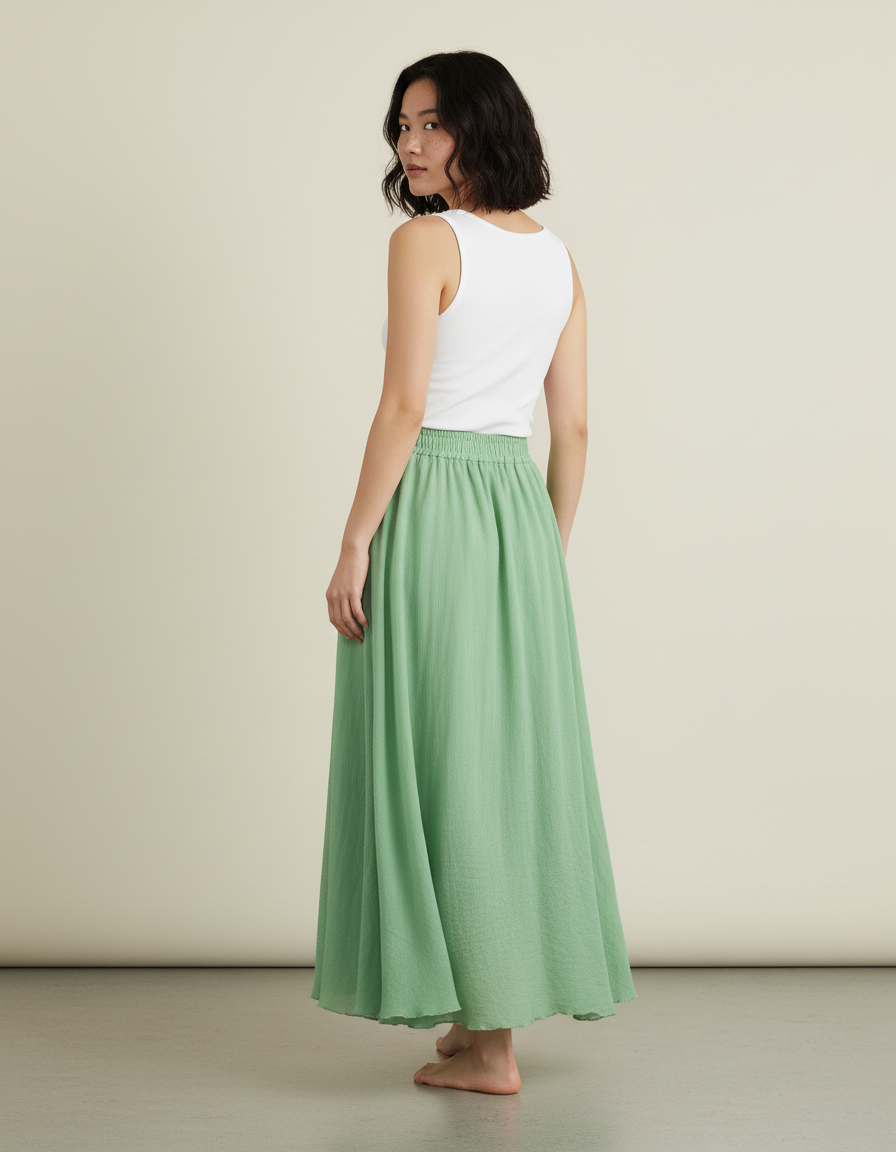 Jupe Longue Élastiquée À La Taille